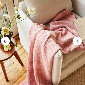Brooklinen Cotton Textured Throw Blanket Pink Rose